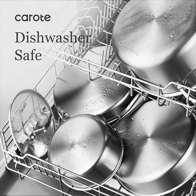 CAROTE 3-Piece Tri-Ply Stainless Steel Frying Pan Set, Skillet Set 8"/10"/12" - Image 8