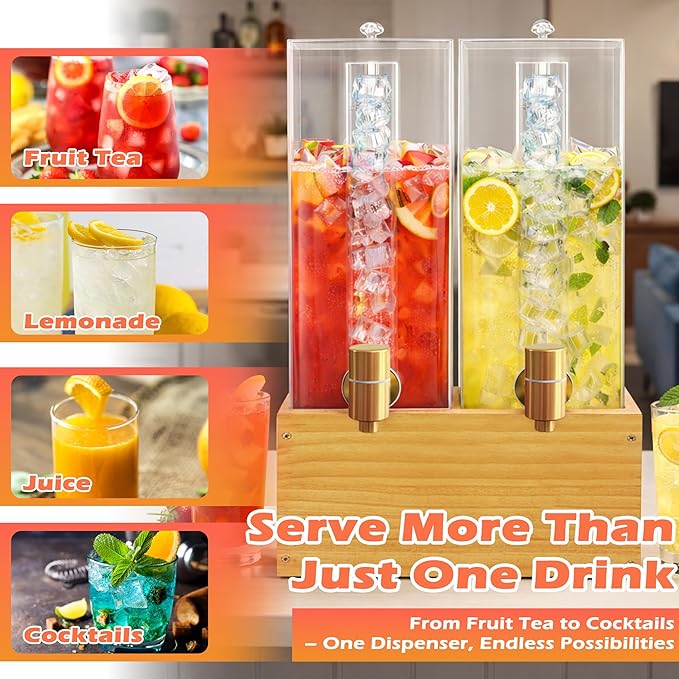 Beverage Dispenser with Stand, 4 Gallon Dual Drink Dispenser Stand, Large Drink - Image 6