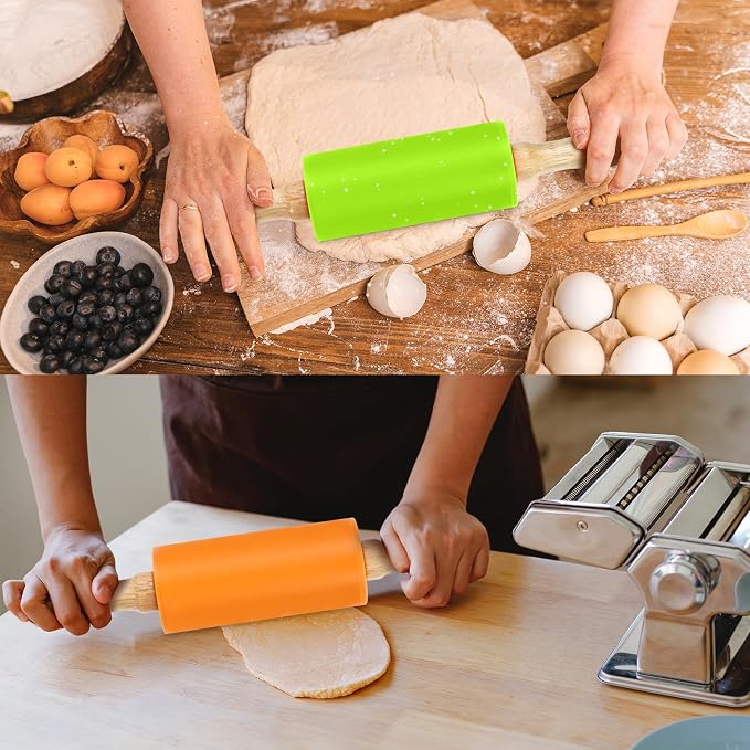 4 Pack Mini Rolling Pin for Kids, 9 Inch Wooden Handle Rolling Pin Non-Stick - Image 7