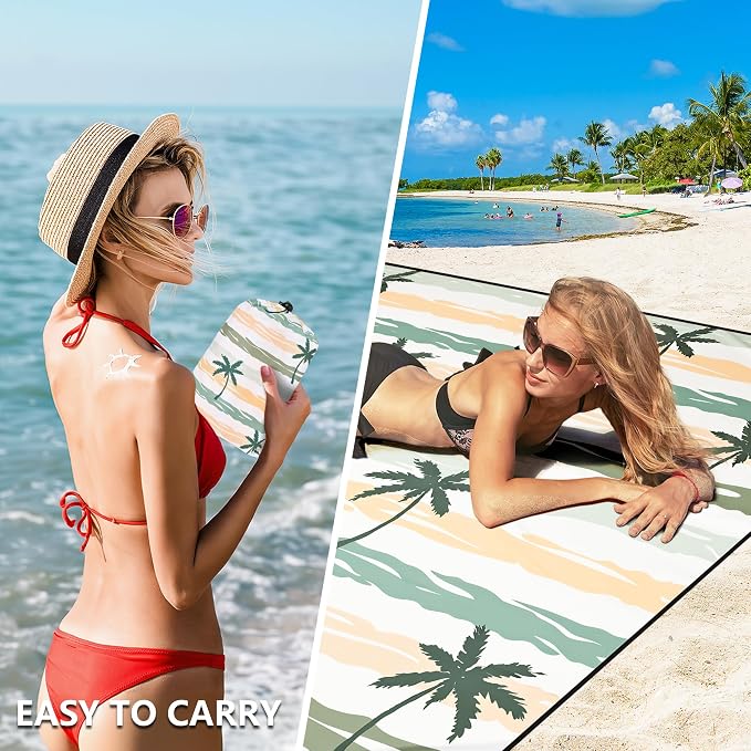 HIHOHO Beach Blanket Waterproof Sandproof Extra Large Beach Mat 79" X - Image 4