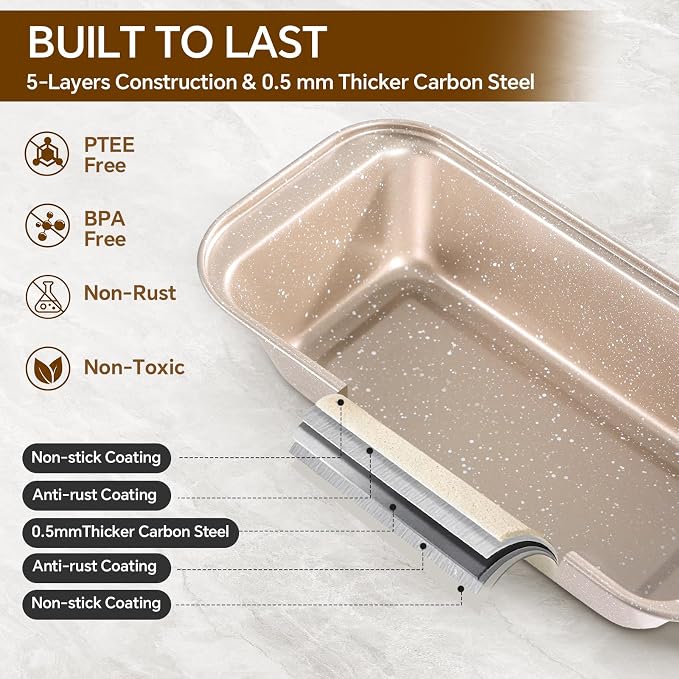 11 Piece Baking Set | Nonstick & Non Toxic Bakeware Sets Baking Pans Set | - Image 6