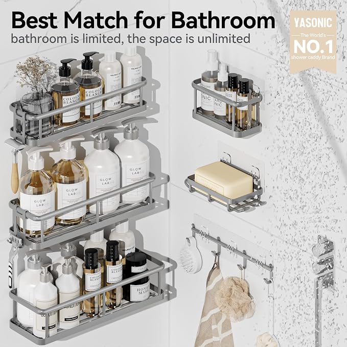 YASONIC Shower Caddy, 6 Pack Large Capacity shower Organizer - Image 2