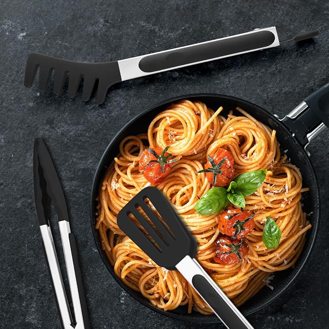 3 Pack Silicone Tongs for Cooking, Maywe Tanso 9 Inch Cooking Kitchen Tongs - Image 5