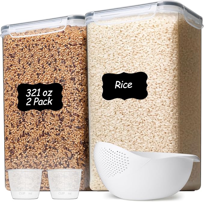 ComSaf Rice Container Set of 2, Large Airtight Food Storage Containers by ComSaf