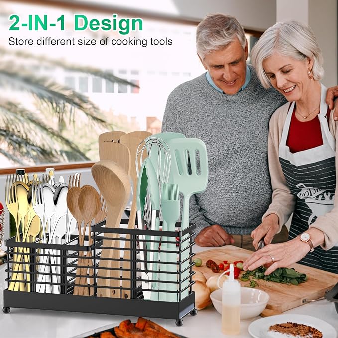 TomCare Utensil Holder with Water Absorbent Diatomite Stone 3 Removable - Image 7
