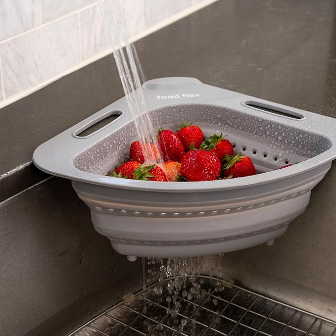 Collapsible Corner Colander – Space-Saving Over Sink Strainer, 3.5 Qt - Image 3