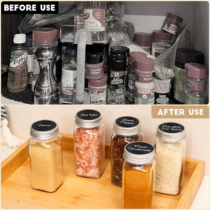 12Pcs Spice Jars with Label, 4oz Empty Square Seasoning Containers, Spice Jars - Image 4