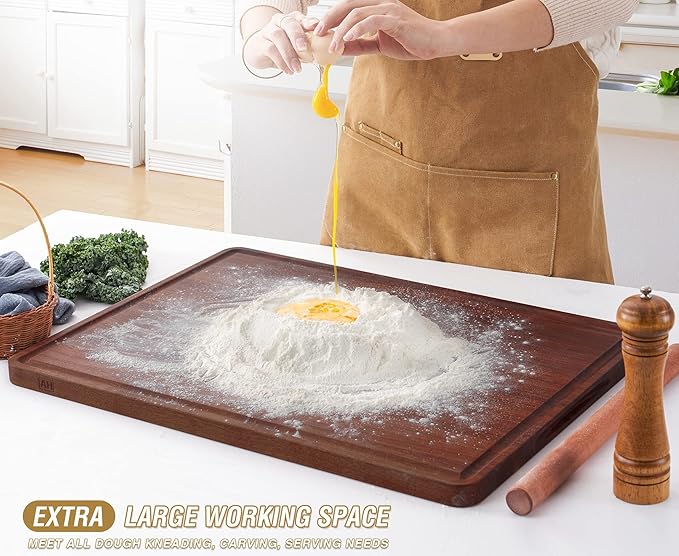 AZRHOM XXL Large Walnut Wood Cutting Board - Image 5