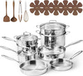 CAROTE 21pcs Tri-Ply Stainless Steel Cookware Set, Pots and Pans Set, Non Toxic by CAROTE