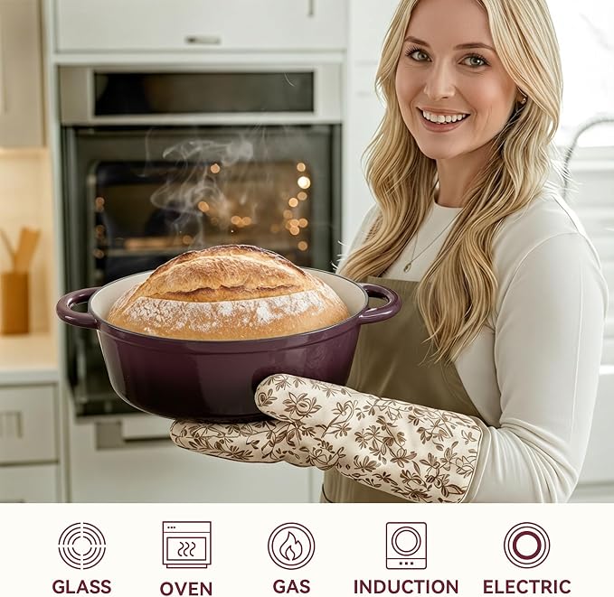 Oval Dutch Oven for Bread Baking, 4.5 Quart Non Stick Enameled Cast Iron Dutch - Image 6