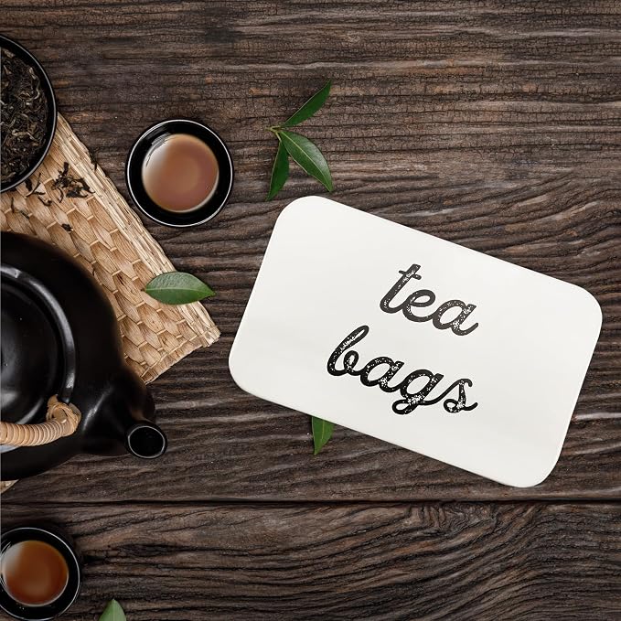 AuldHome Design Farmhouse Tea Bag Box, Vintage Retro Style Enamelware Tea - Image 9