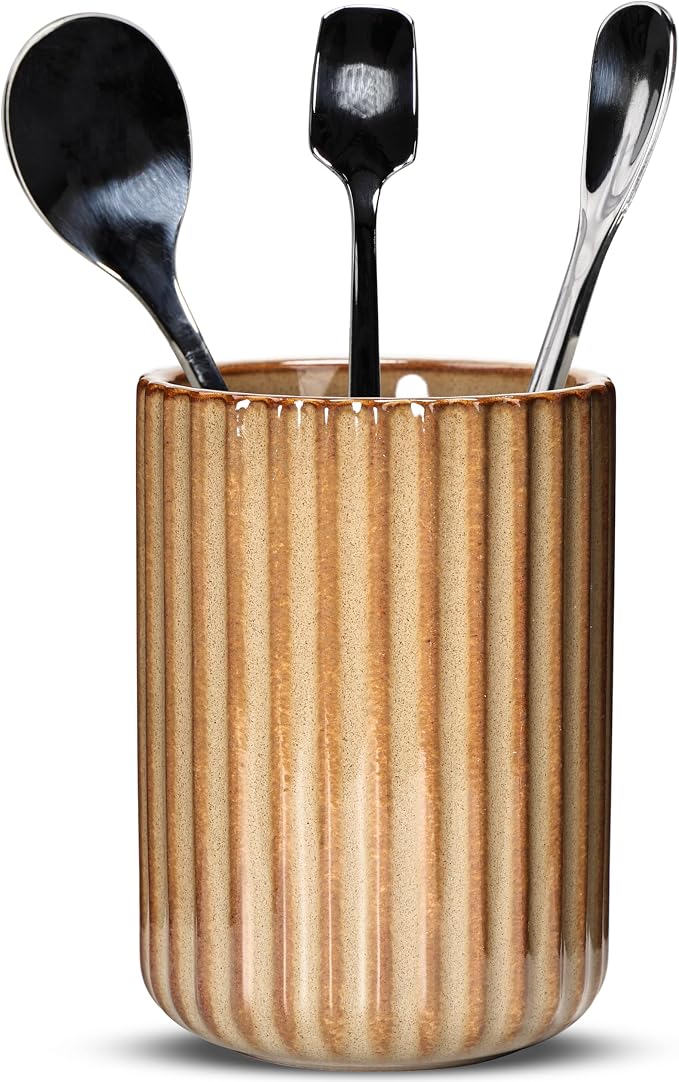 Ceramic Spoon Holder for Coffee Bar, Upright Tea Spoon Holder Cup, Coffee by U-TIMES