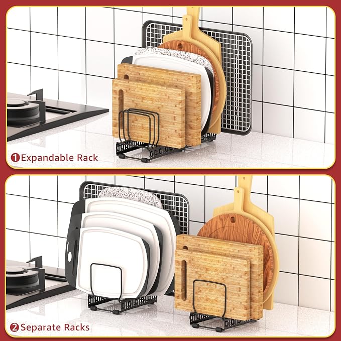 HzTinT 2PACK Cutting Board Organizer, Adjustable Divider Cutting Board Holder - Image 2