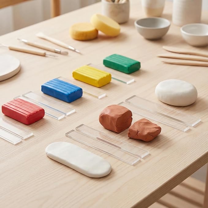 Polymer Clay Tools: Rolling Pin Guides & Roller Set 12Pcs Acrylic Adjustable - Image 4
