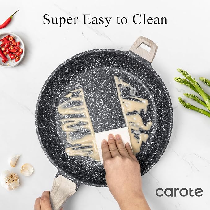 CAROTE 12.5 inch Nonstick Frying Pan Skillet, Non Stick Granite Fry Pan Egg Pan - Image 6