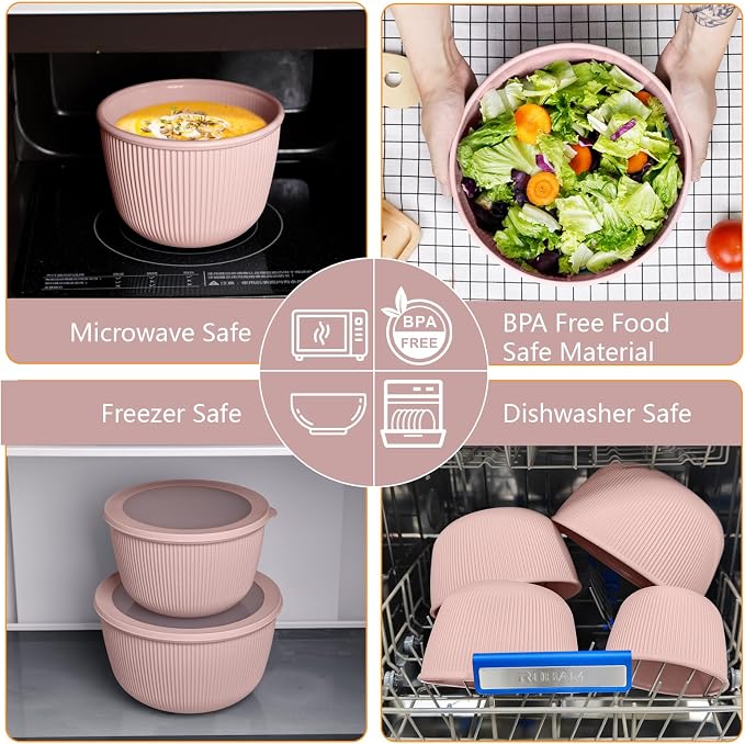 BoxedHome Mixing Bowls with Lids Set, 4 Packs BPA-Free Plastic Prep Bowls - Image 6