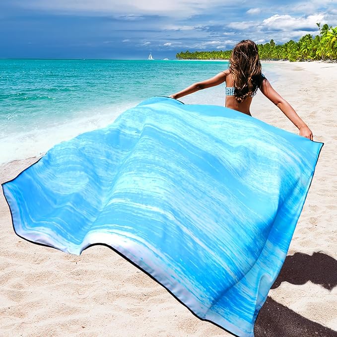 WIWIGO Beach Blanket Waterproof Sandproof Beach Mat 79" X 83"/10'x9'for 2-8 - Image 3