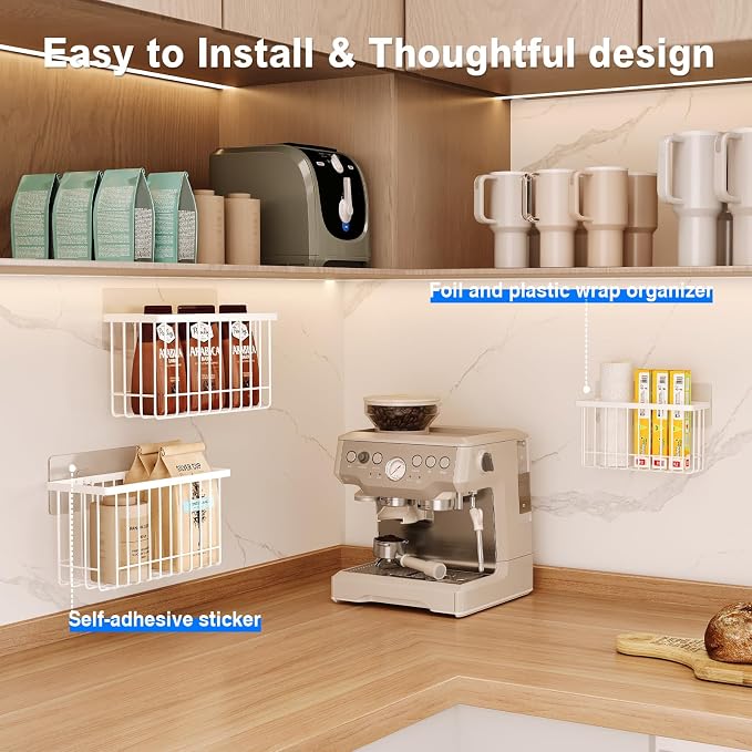 MUSTORN 3 Pack Adhesive Cabinet Door Organizer, Lid Organizers Inside Cabinet - Image 4