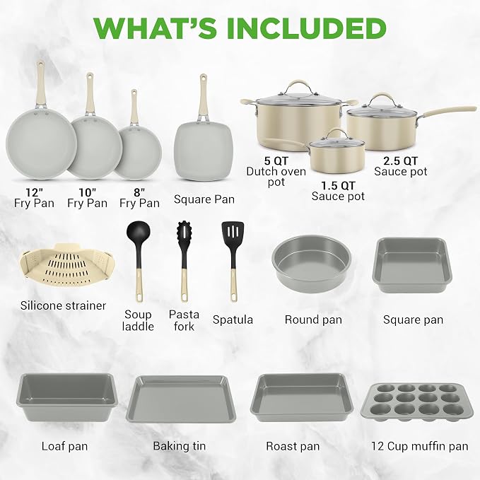 NutriChef 20-Piece Non-Stick Bakeware and Cookware Set - Image 7