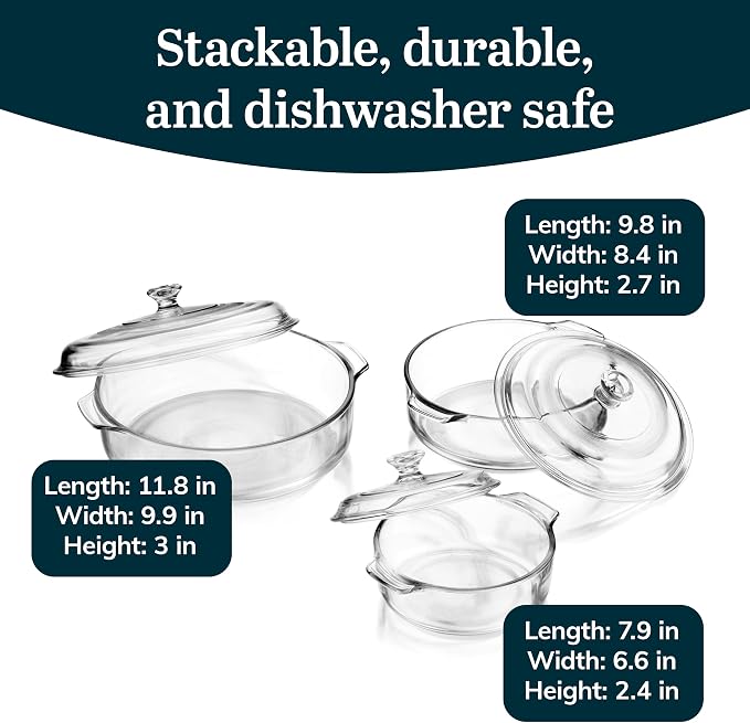 Libbey Baker's Basics 3-Piece Glass Casserole Dishes - Image 3