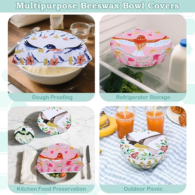 5-Size Reusable Beeswax Bowl Covers - Image 5