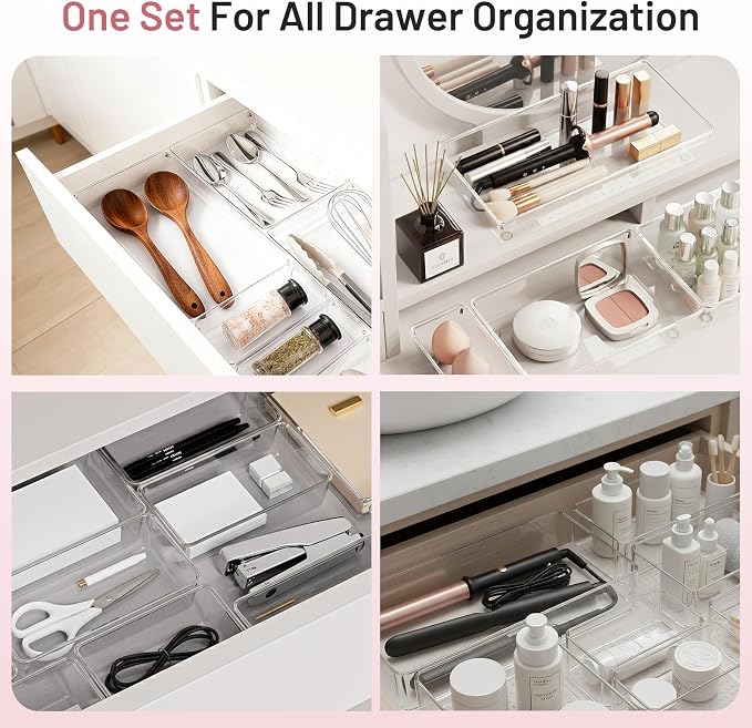 8 Pack Large Clear Plastic Drawer Organizer Bins - Image 3