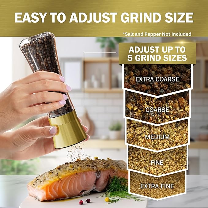 Home EC Original Gold Salt and Pepper Grinder Set of 2 - Image 3