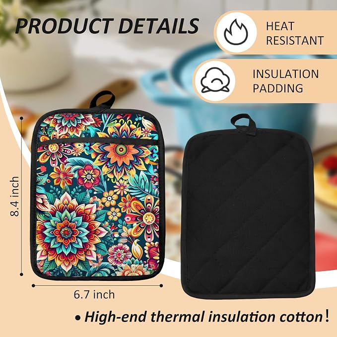 Vibrant Mandala Floral Pot Holders - Image 6