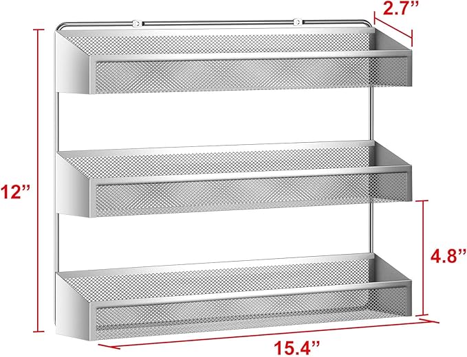 Auledio 2 Pack Spice Rack Organizer, 3 Tier Counter-top Stand or Wall Mounted - Image 7