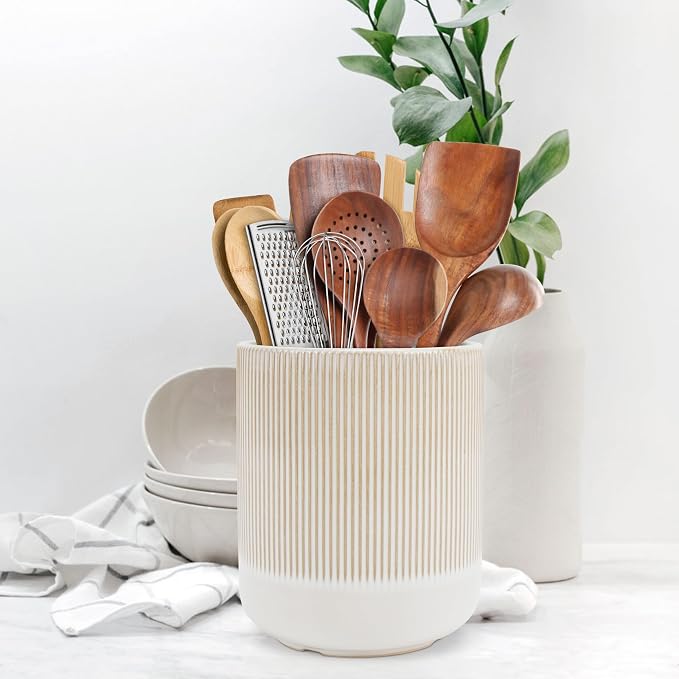 RedCall Kitchen Utensils Holder Large, Ceramic Utensil Organizer - Image 7
