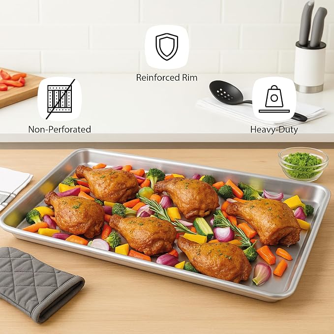 Restaurantware Met Lux 26 x 18 Inch Industrial Baking Pan 1 Heavy-Duty - Image 4
