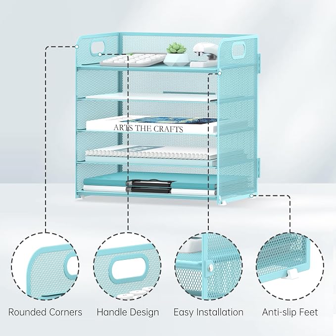2 Pack 5-Tier Blue Desk Organizer - Image 3