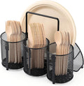 Metal Utensil Caddy Silverware Holder, Paper Plate Holder Cutlery Container by ZZDWLDHA