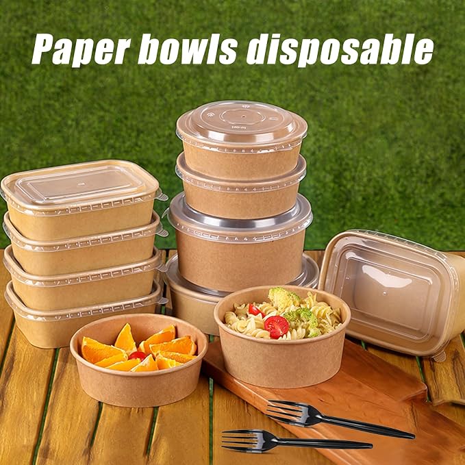 DI QIU REN 50-Pack 25oz Paper Bowls, Disposable Food Containers - Image 9
