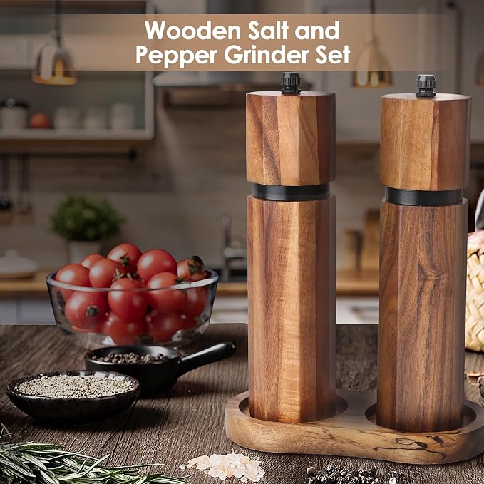 Wooden Salt and Pepper Grinder Set - Image 3