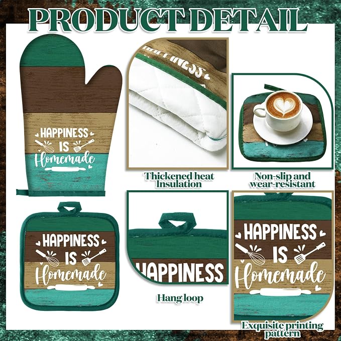 Leinuosen 8 Pcs Kitchen Towels and Oven Mitts Sets Pot Holders Dishcloths Set - Image 5