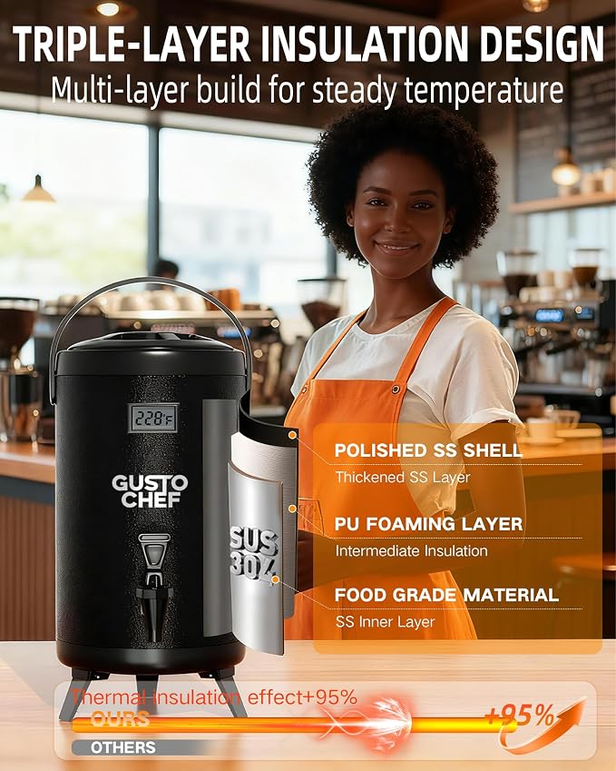 Insulated Beverage Dispenser 3 Gallon, Hot&Cold Drink Dispenser - Image 4