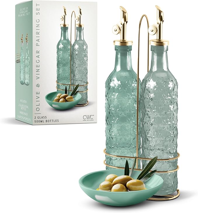 COOK WITH COLOR Glass Olive Oil Bottle Dispenser by CookwithColor