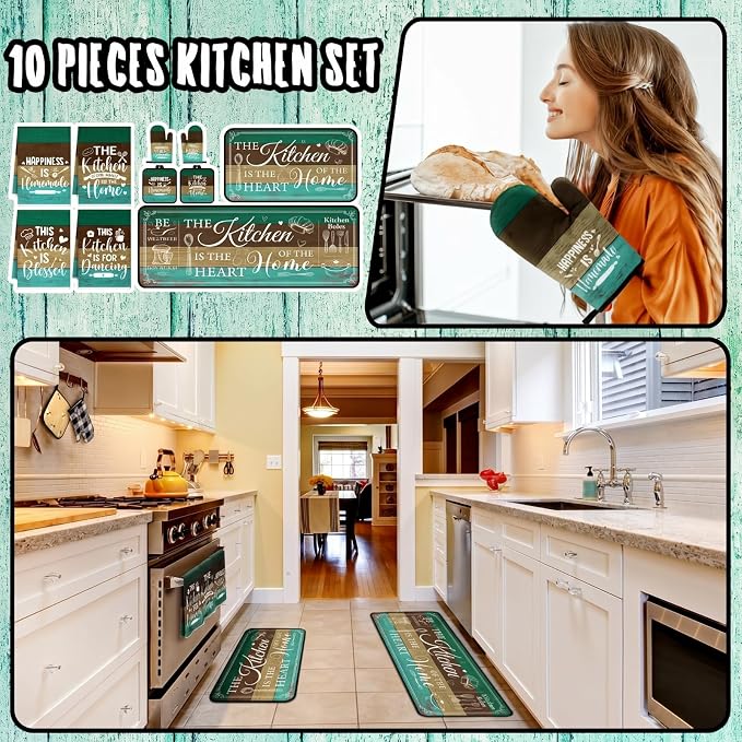 Fourluoo 10 Pcs Farmhouse Kitchen Decor and Accessories Set 4 Kitchen Towels 2 - Image 2