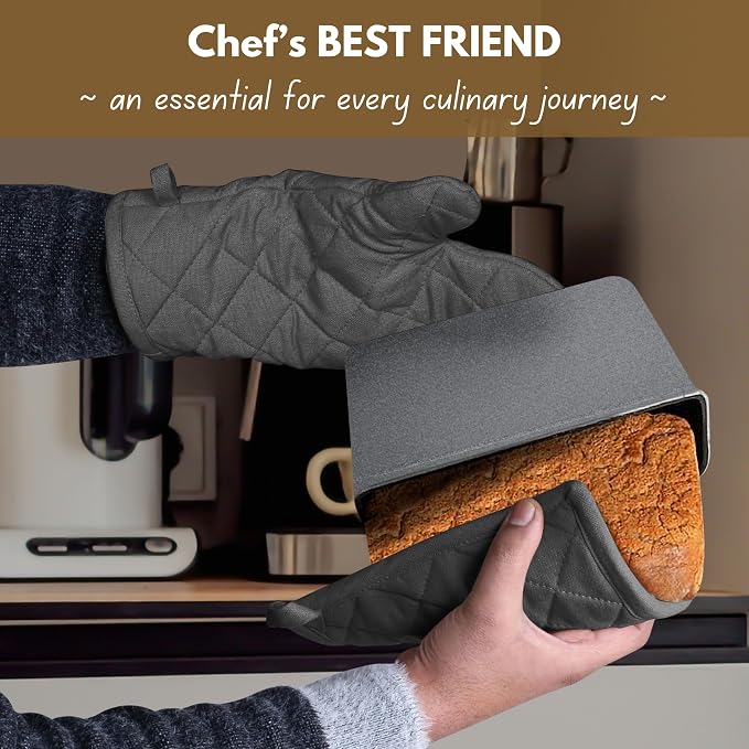 Native Fab Farmhouse Oven Mitts and Pot Holders Set of 4, Heat Resistant - Image 3