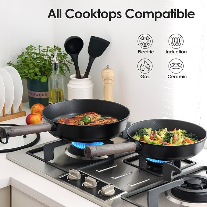 SENSARTE 15Pcs Nonstick Cookware Set Pots and Pans Set Kitchen Cooking Frying - Image 6