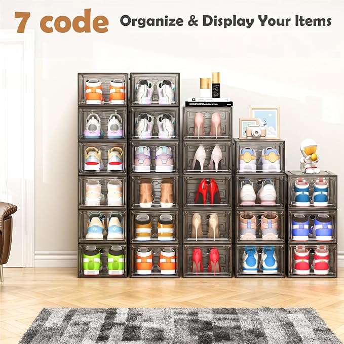 12 Pack Clear Shoe Storage Organizer - Image 8