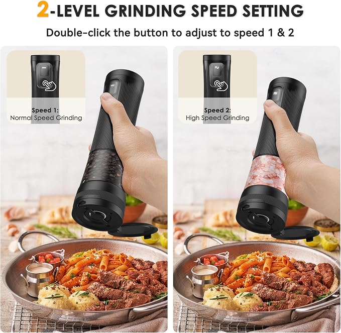Electric Salt and Pepper Grinder Set, Upgrade 2-Speed Setting, External 5 - Image 4