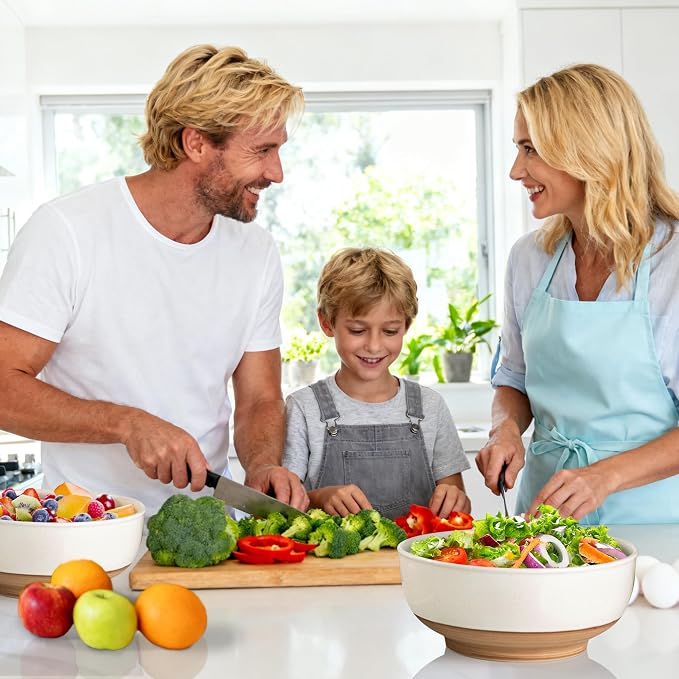 AmorArc 9.8’’ Ceramic Serving Bowls, 90 OZ Extra Large Salad Bowls Set of 2 - Image 5