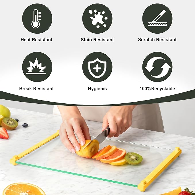 Tempered Glass Cutting Board for Kitchen, 12x16" & 12x8" 2 Pcs, Heat Resistant - Image 6