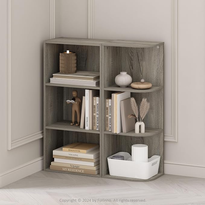 Furinno Reed Corner Shelf, 3-Tier Corner Bookshelf, Book Shelf, Corner Shelves - Image 2