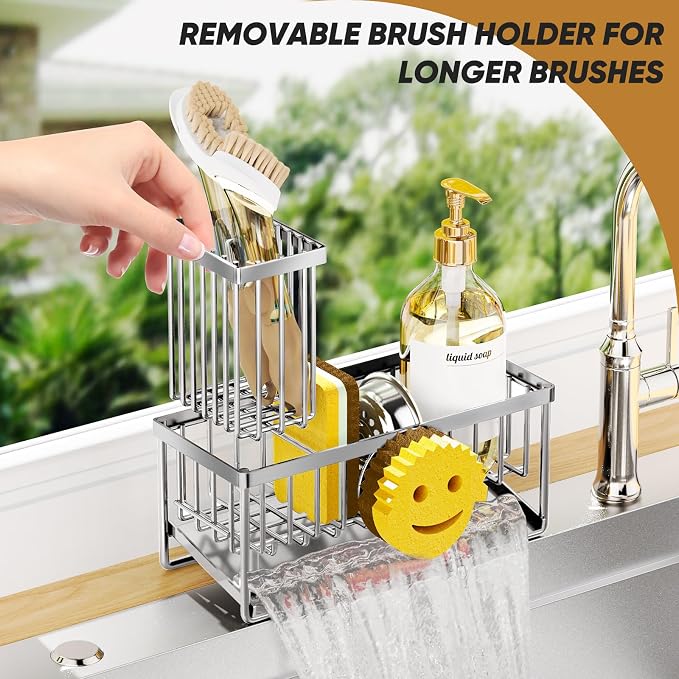 Sponge Holder for Kitchen Sink, Smiley Face Sink Caddy - Image 5