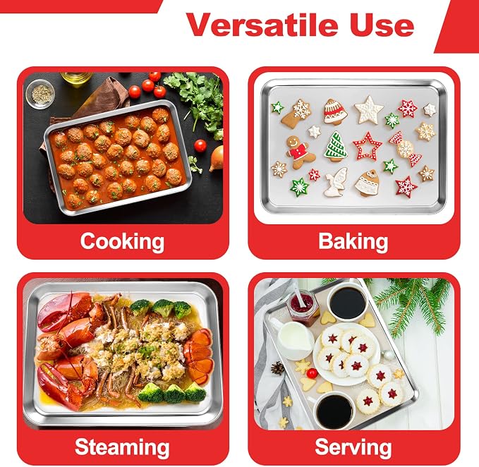 Cookie Sheets for Baking, Stainless Steel Baking Sheet Baking Pan Tray - Image 5