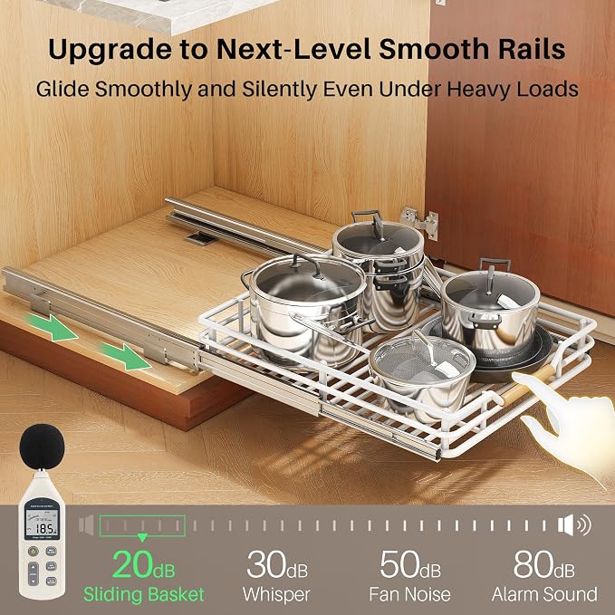Pull out Cabinet Organizer, Heavy Duty Smooth Sliding Under Cabinet Shelves - Image 5