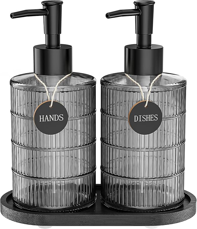 MASADI Soap Dispenser Set with Bamboo Tray, Dish and Hand Soap Lotion Dispenser by masadi